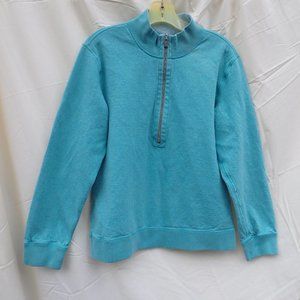 Tommy Bahama, Women's M-L 1/2 Zip Pullover Sweatshirt Aqua Pineapple Zipper logo